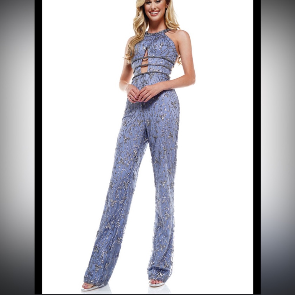 Blue Relaxed Fit Jumpsuit with Vintage Appeal - Picture 2 of 10